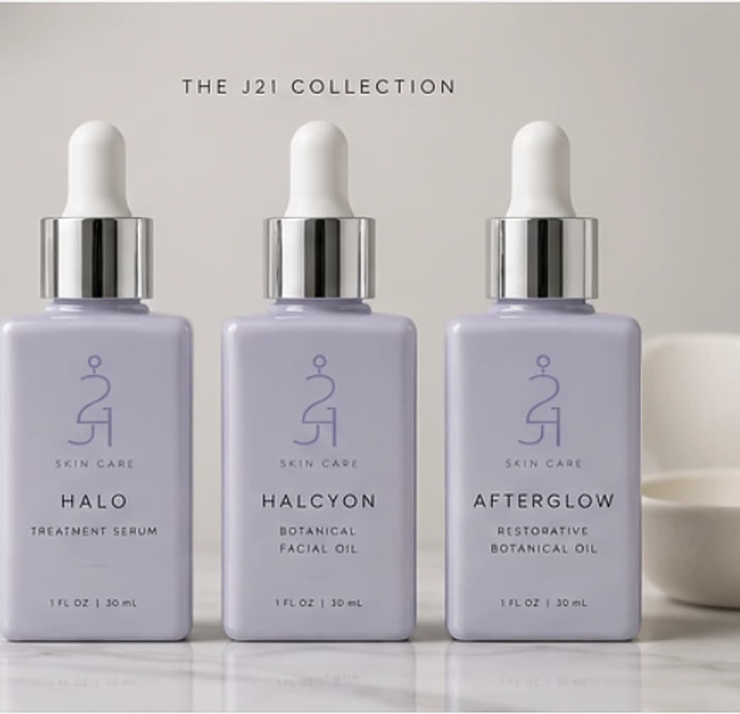 HALO, HALCYON and AFTERGLOW bottles side by side in Signature Lavender.